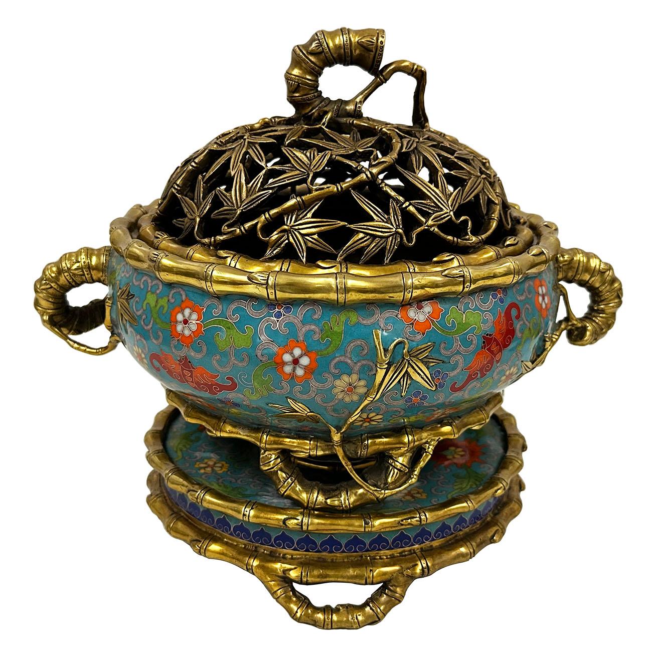 Mid-20th Century Chinese Antique Hand made Cloisonne Incense Burner 3