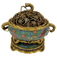Mid-20th Century Chinese Antique Hand made Cloisonne Incense Burner