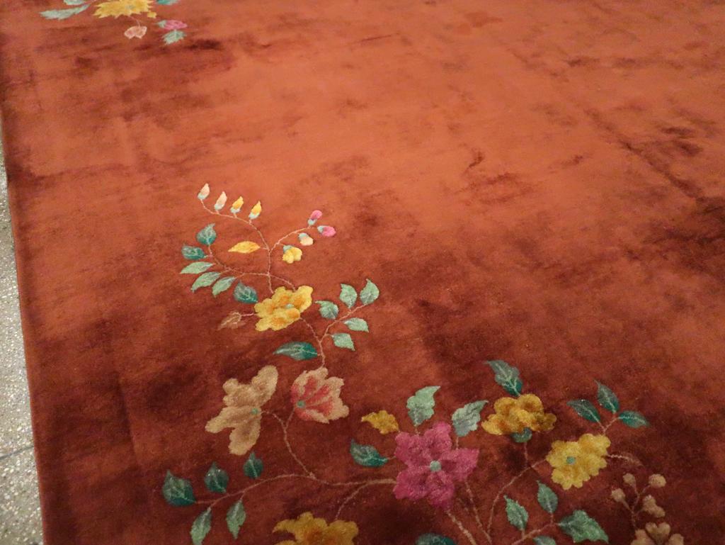 Hand-Knotted Mid-20th Century Chinese Art Deco Long Room Size Carpet For Sale