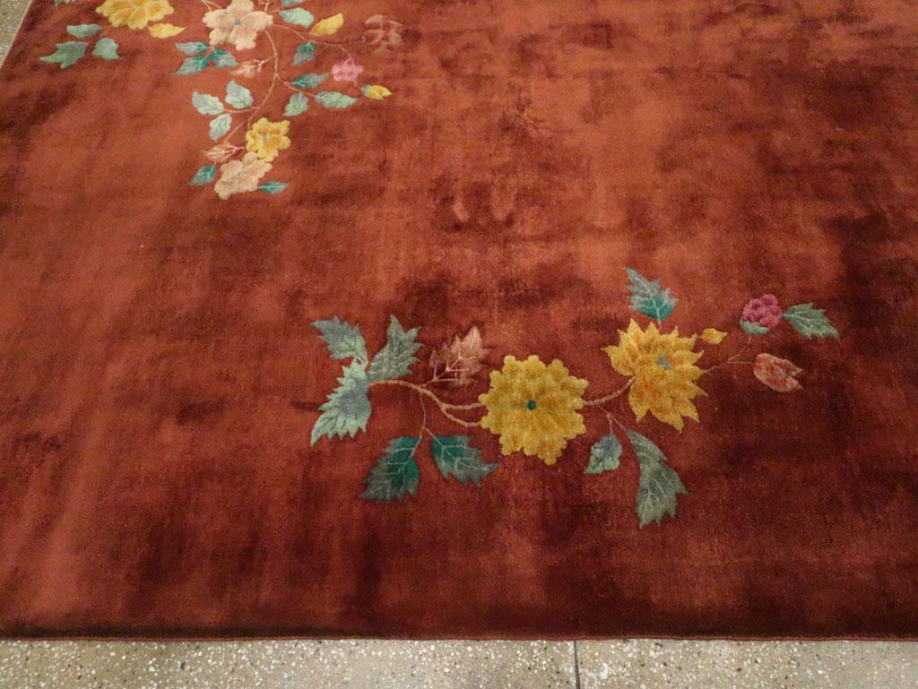 Wool Mid-20th Century Chinese Art Deco Long Room Size Carpet For Sale