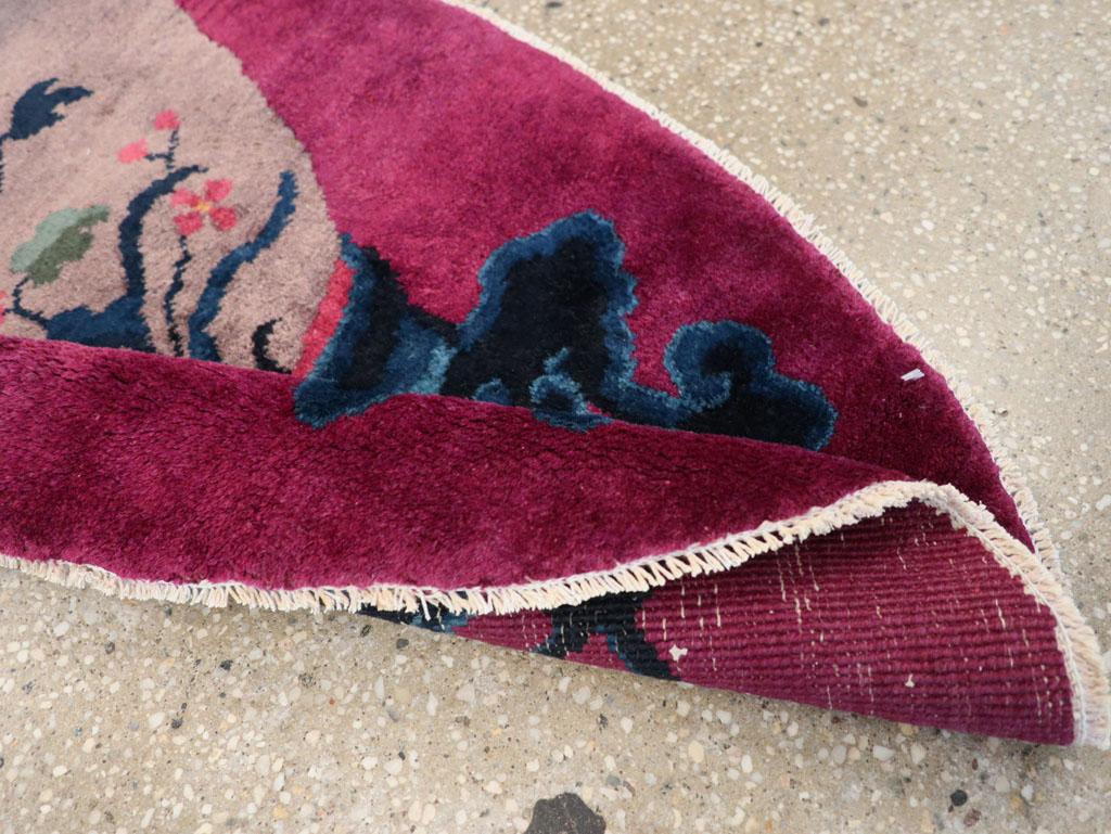 Mid-20th Century Chinese Art Deco Oval Throw Rugs For Sale 8