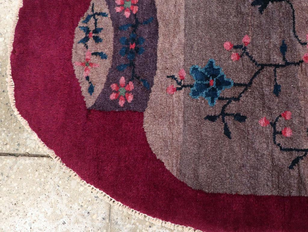 Mid-20th Century Chinese Art Deco Oval Throw Rugs For Sale 2