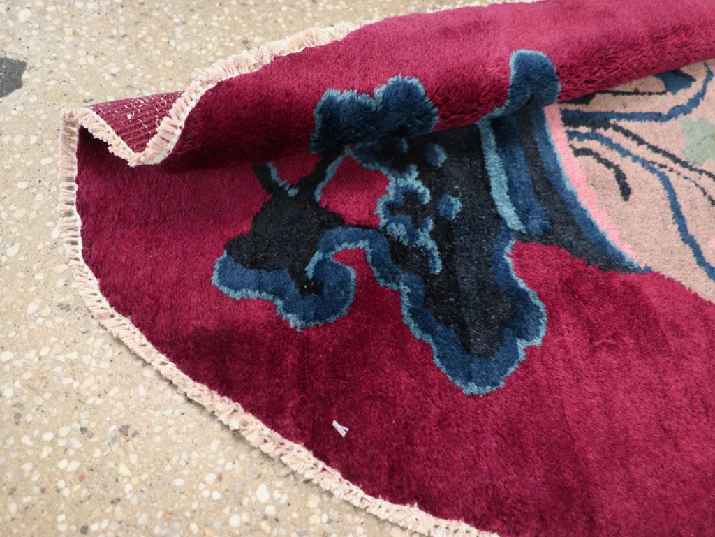 Mid-20th Century Chinese Art Deco Oval Throw Rugs For Sale 4