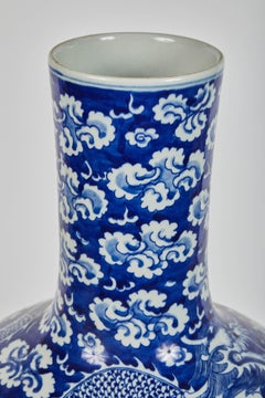 Mid-20th Century Chinese Blue and White Dragon Vase