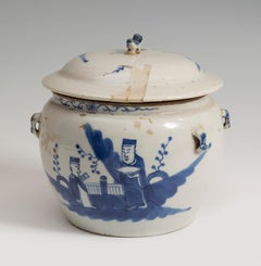 Mid-20th Century Chinese Blue Cobalt Vitreous Porcelain Ginger Jar