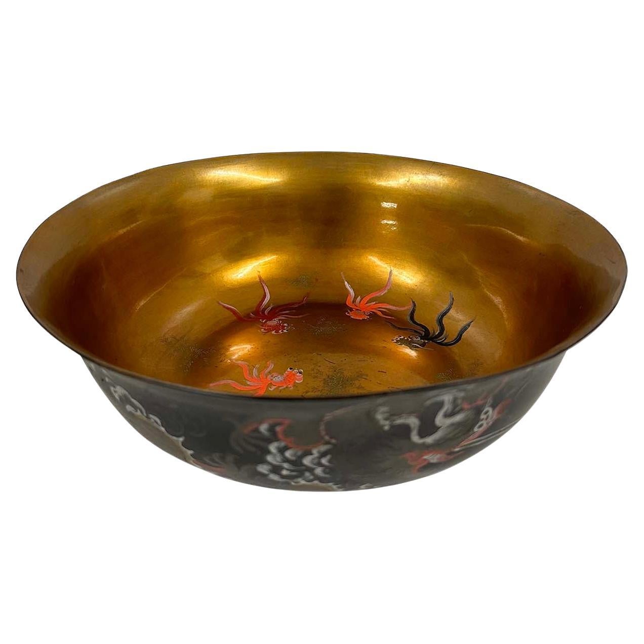 Mid-20th Century Chinese Bodiless Lacquer Bowl with Marks
