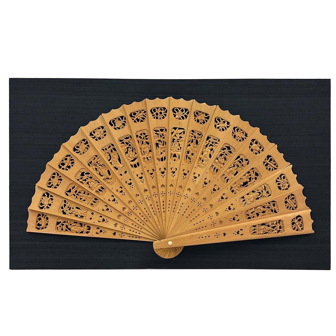 This exquisite fan showcases the artistry and cultural heritage of traditional Chinese craftsmanship. Handmade with meticulous attention to detail, the fan features beautifully carved wood adorned with the character for Eighteen Arhats and decorated