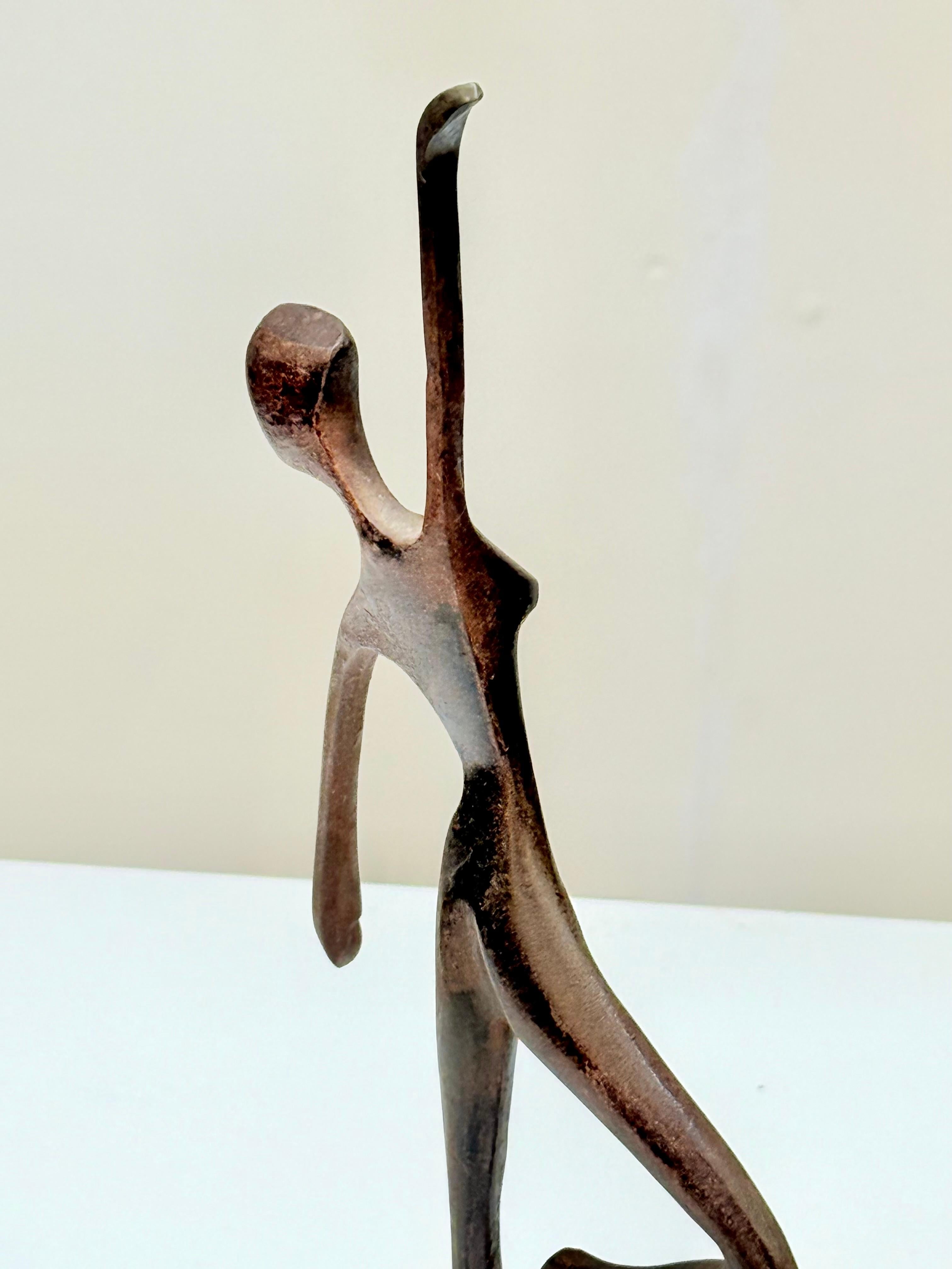 Mid-20th Century French Bronze Dancer Figurine, Modernist Style, 1950s–1960s For Sale 5