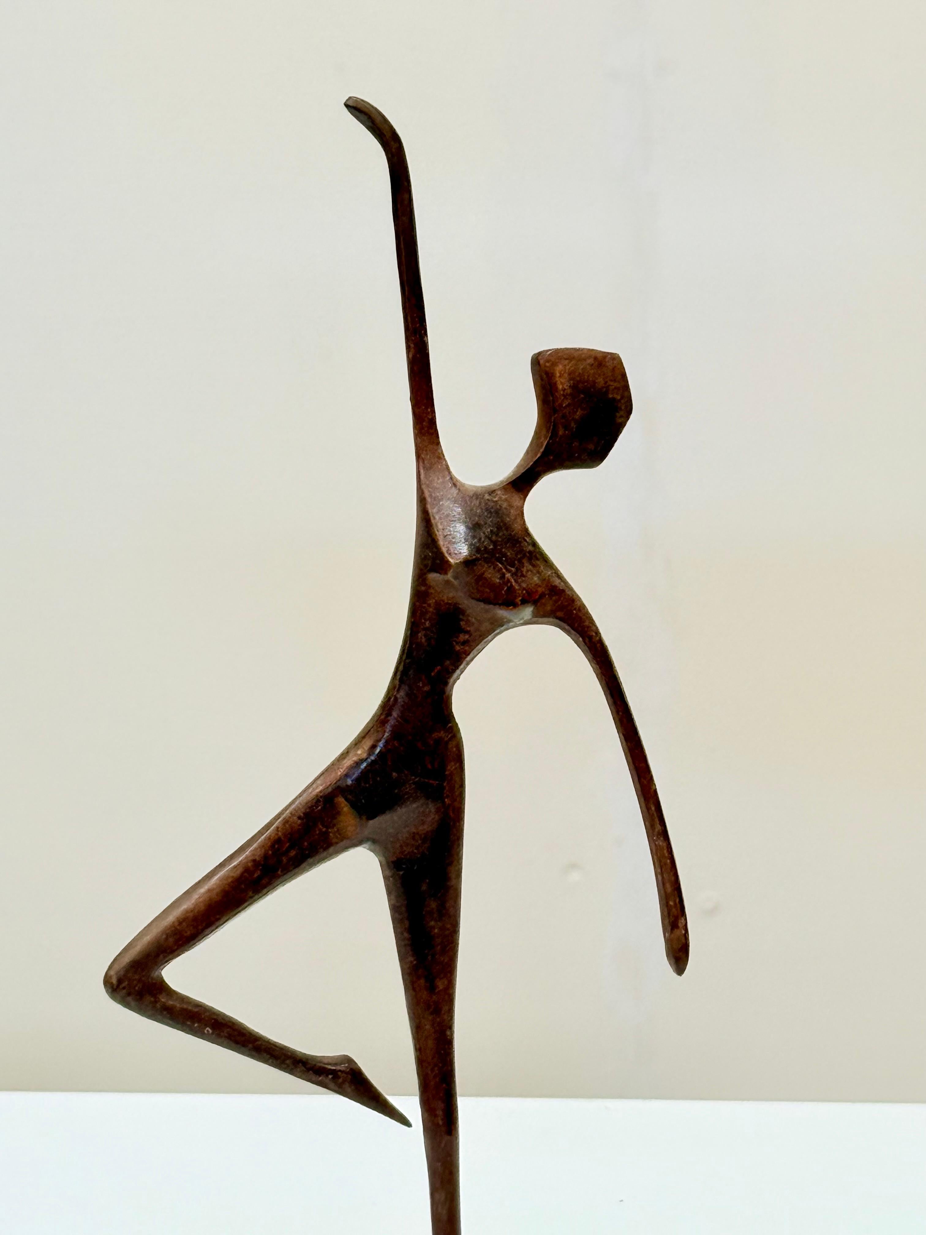 Mid-20th Century French Bronze Dancer Figurine, Modernist Style, 1950s–1960s For Sale 7