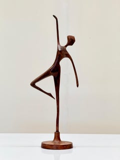 Mid-20th Century French Bronze Dancer Figurine, Modernist Style, 1950s–1960s