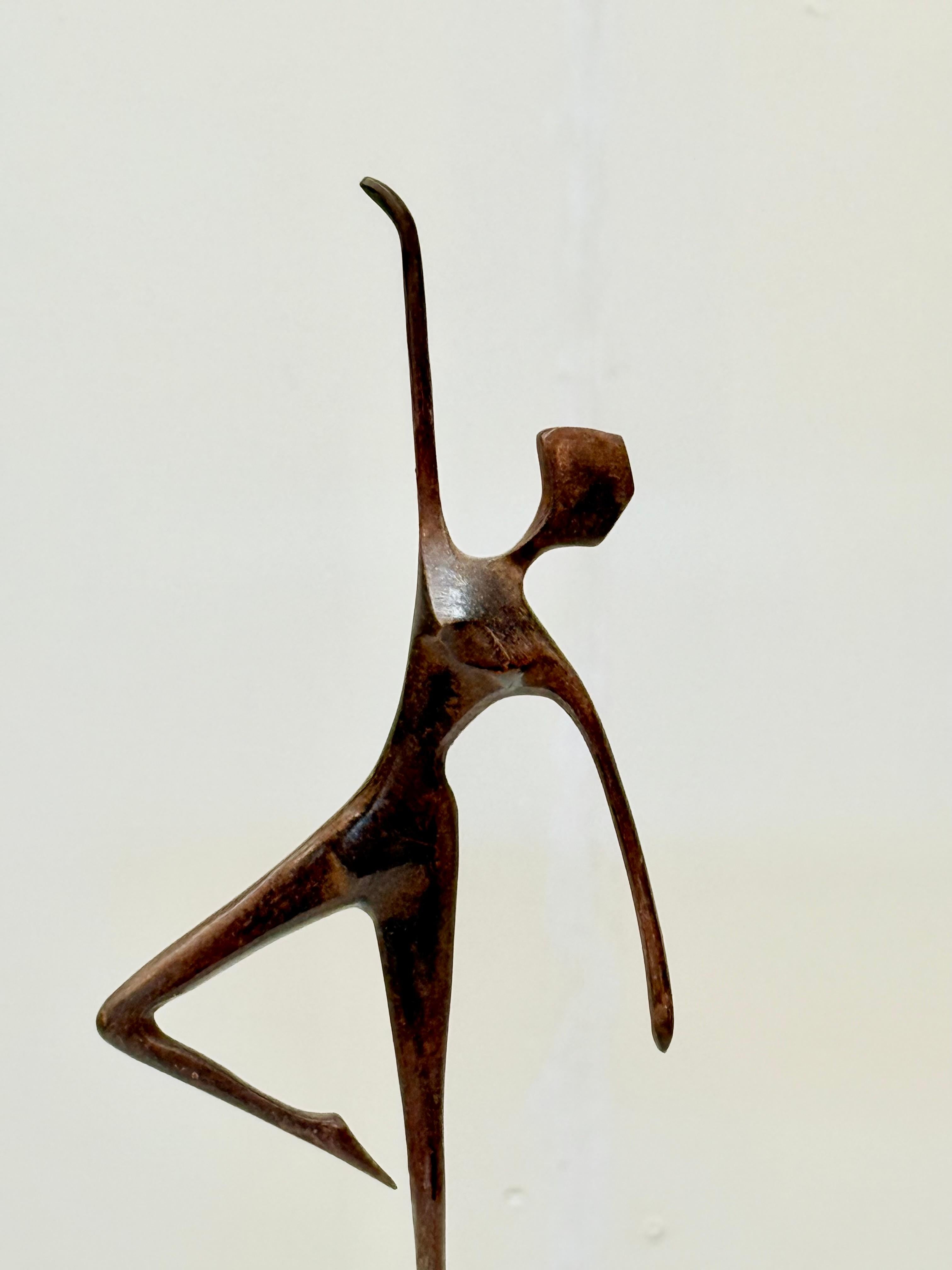Art Deco Mid-20th Century French Bronze Dancer Figurine, Modernist Style, 1950s–1960s For Sale
