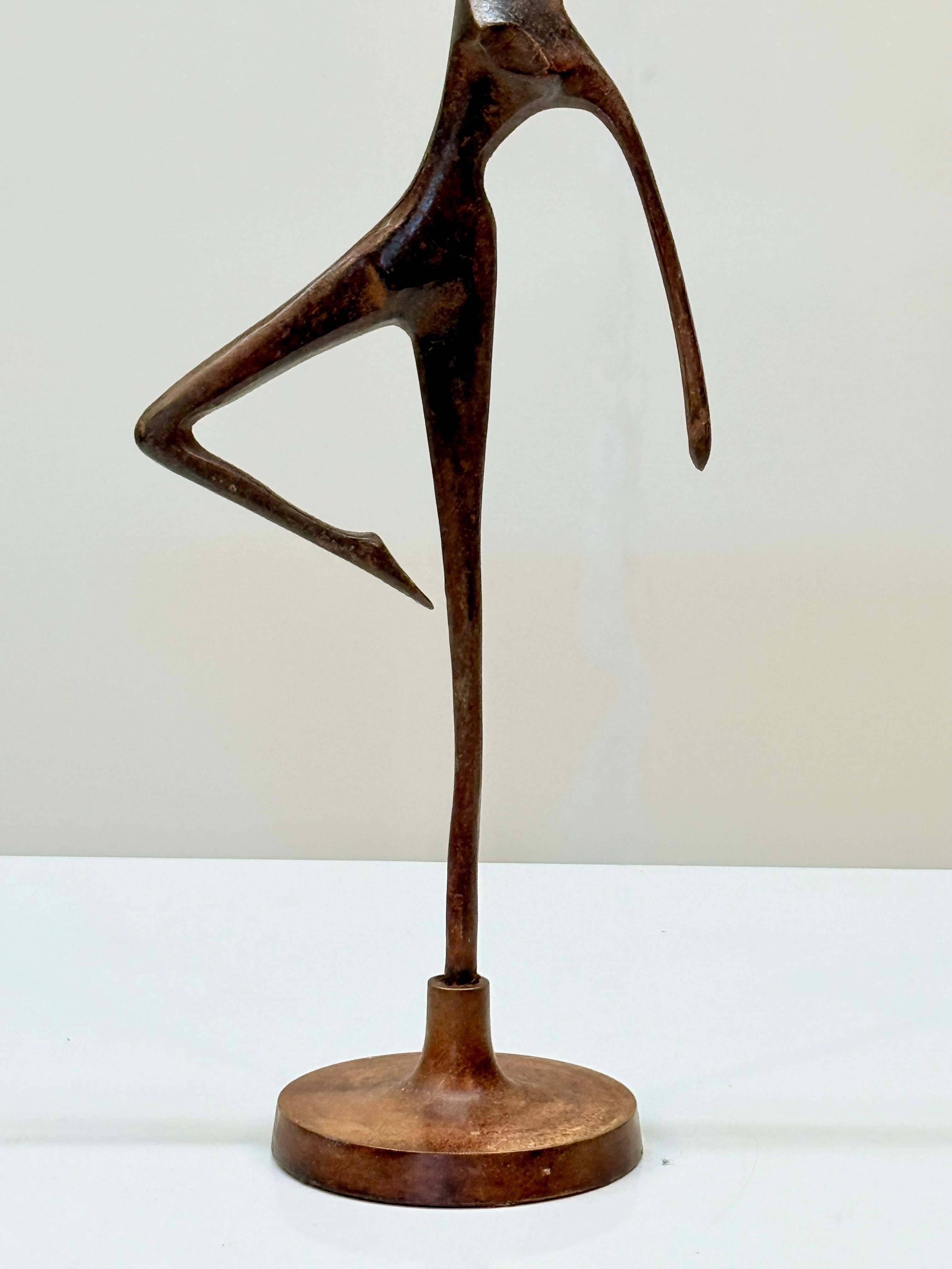 Molded Mid-20th Century French Bronze Dancer Figurine, Modernist Style, 1950s–1960s For Sale