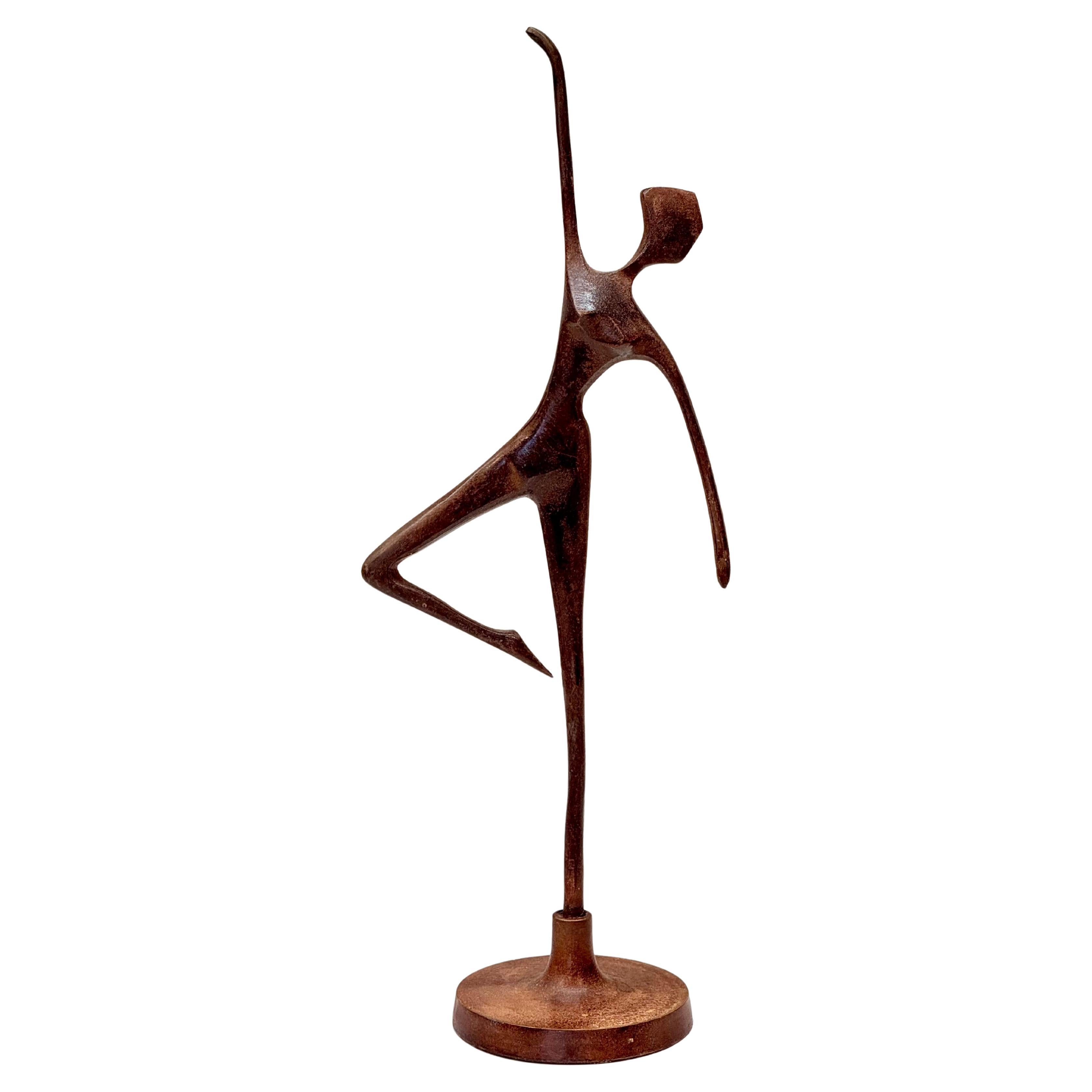 Mid-20th Century French Bronze Dancer Figurine, Modernist Style, 1950s–1960s For Sale