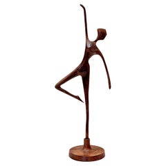 Mid-20th Century French Bronze Dancer Figurine, Modernist Style, 1950s–1960s