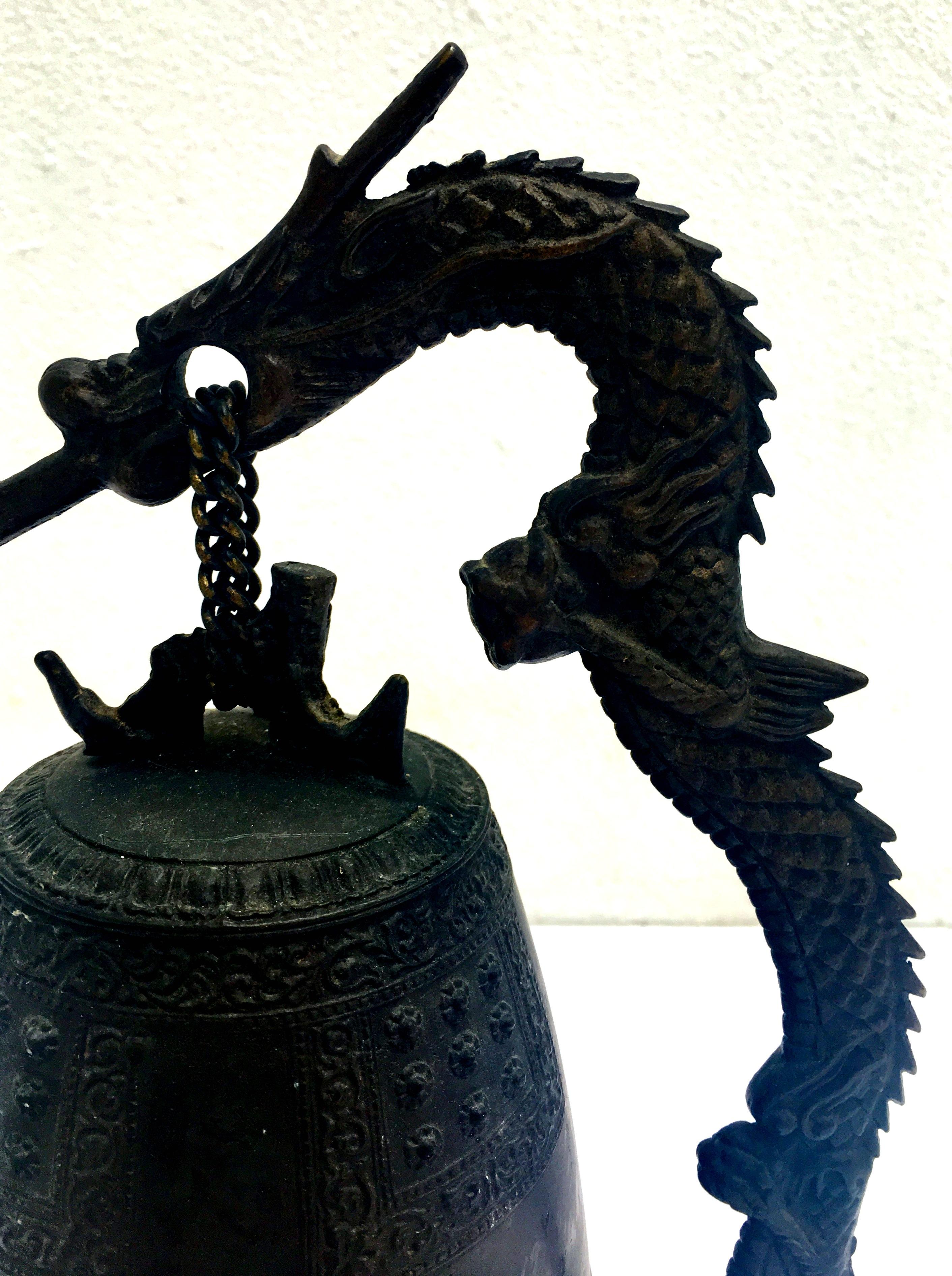 Mid-20th Century Chinese Bronze Sculptural Dragon Large Gong Bell 2