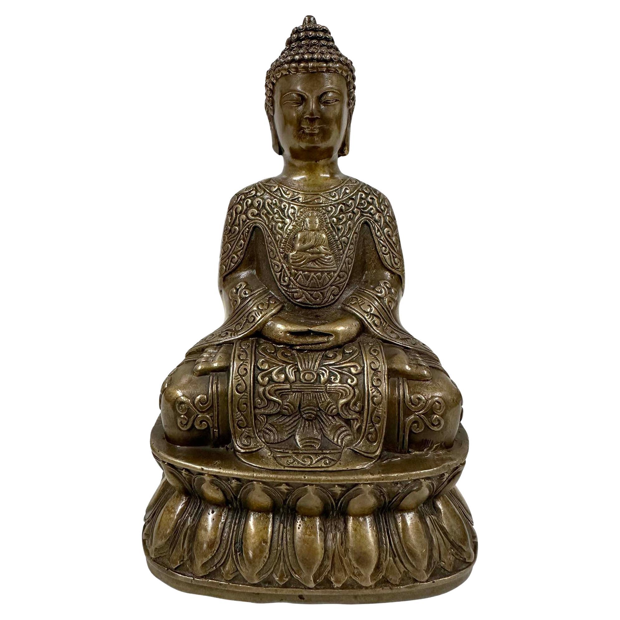 Mid 20th Century Chinese Bronze Shakyamuni/Amitabha Buddha Statue