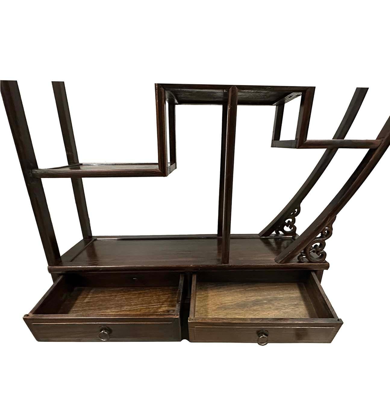 Mid-20th Century Chinese Carved Collector's Display Shelf/Room Divider For Sale 4