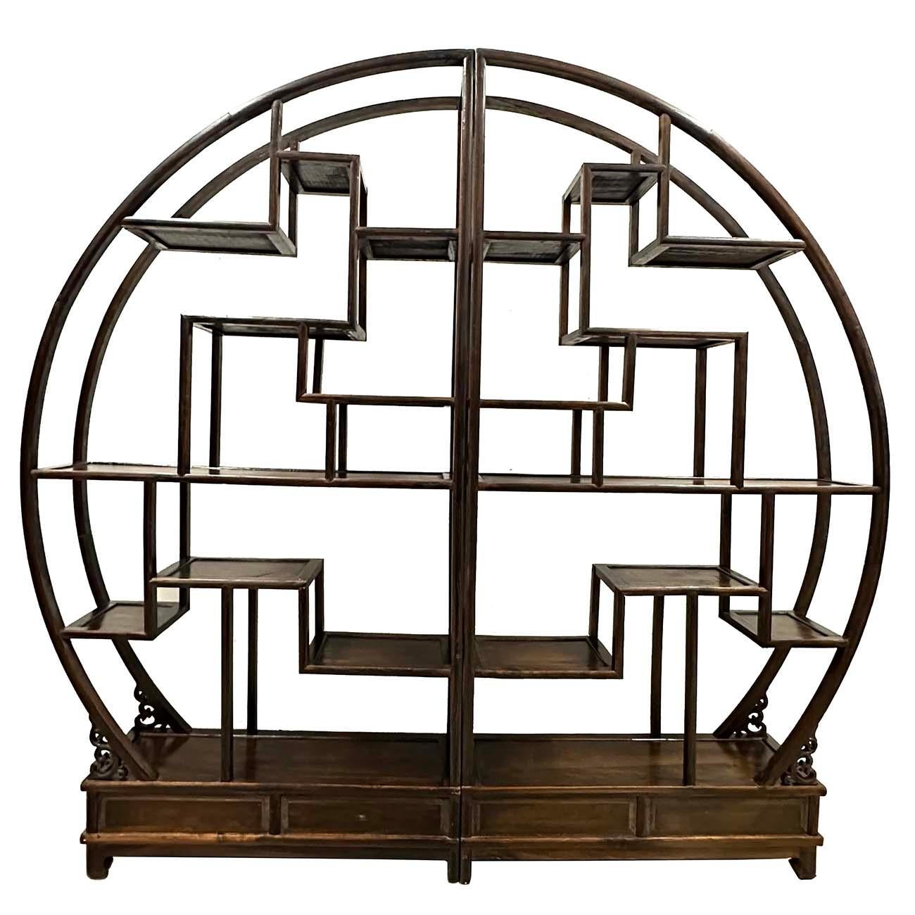 Mid-20th Century Chinese Carved Collector's Display Shelf/Room Divider For Sale 5