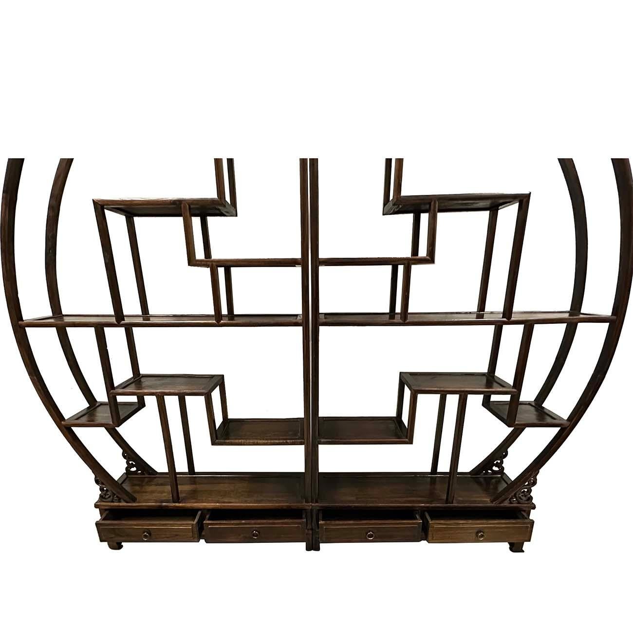 Hand-Carved Mid-20th Century Chinese Carved Collector's Display Shelf/Room Divider For Sale