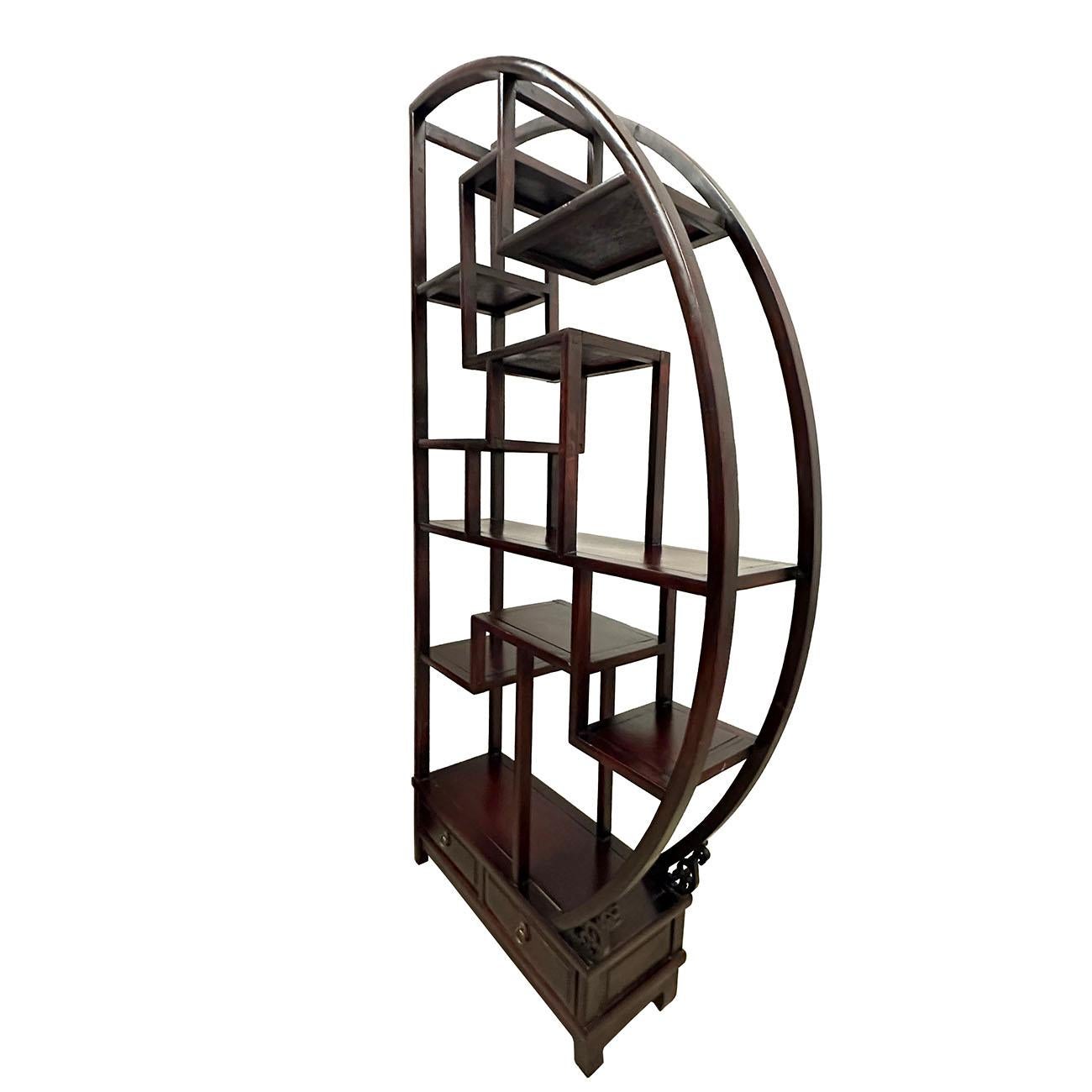 Wood Mid-20th Century Chinese Carved Collector's Display Shelf/Room Divider For Sale