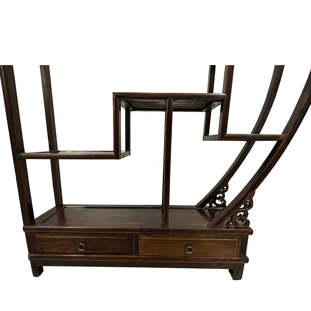 Mid-20th Century Chinese Carved Collector's Display Shelf/Room Divider For Sale 3