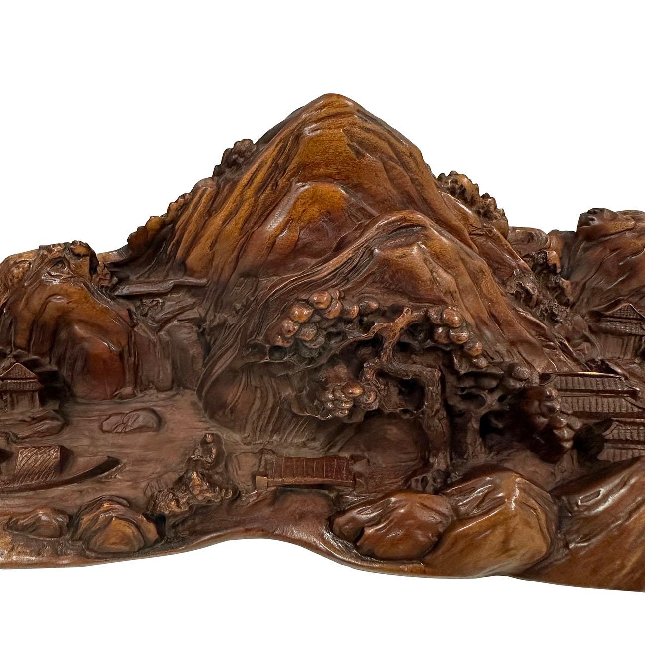 Chinese Export Mid-20th Century Chinese Carved Landscape Sculpture, Scholar art For Sale