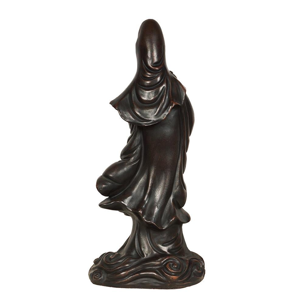 Statue chinoise de Kwan Yin en argile violette sculptée du milieu du 20e siècle en vente 2