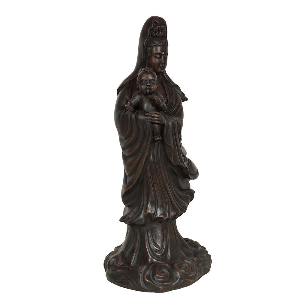 Chinois Statue chinoise de Kwan Yin en argile violette sculptée du milieu du 20e siècle en vente