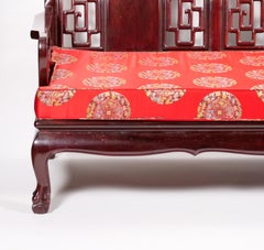Mid 20th Century Chinese Carved Rosewood Long Bench, Sofa