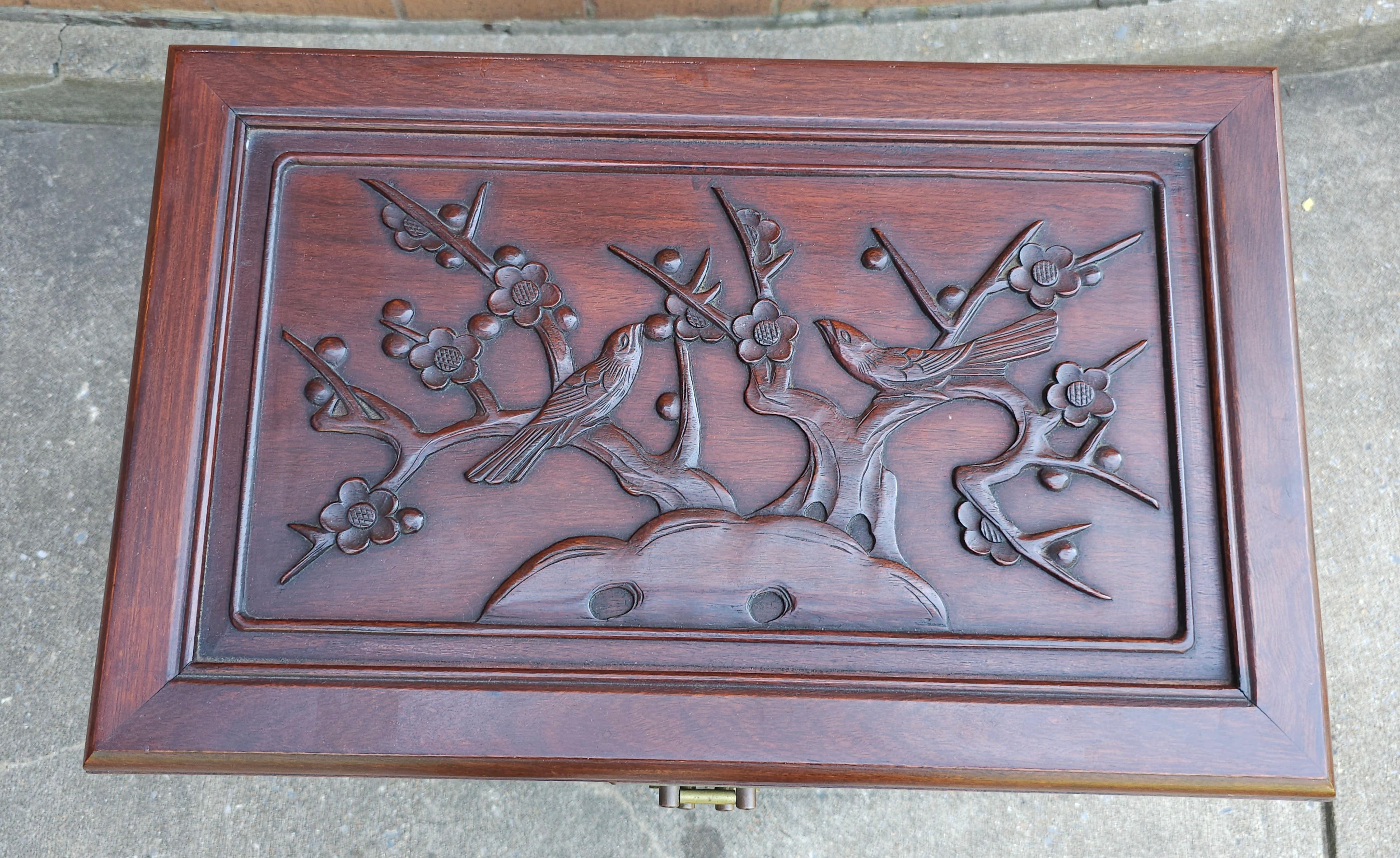 MId-20th Century Chinese Carved Rosewood Siver Chest Cabinet For Sale 5
