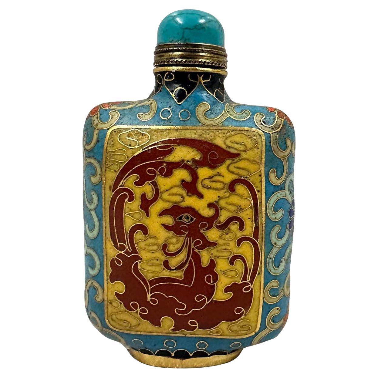 Mid 20th Century Chinese Cloisonne Snuff Bottle with Scoop