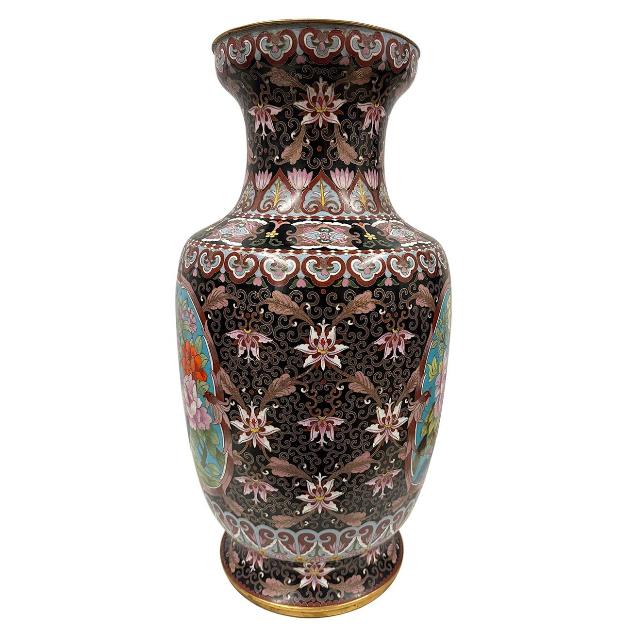 Cloissoné Mid-20th Century Chinese Cloisonne Vase For Sale
