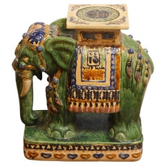 Mid-20th Century Chinese Elephant Form Large Garden Seat or Side Table