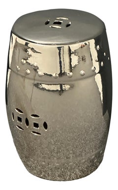 Mid-20th Century Chinese Export Chrome Color Garden Stool Flower Pot Seat