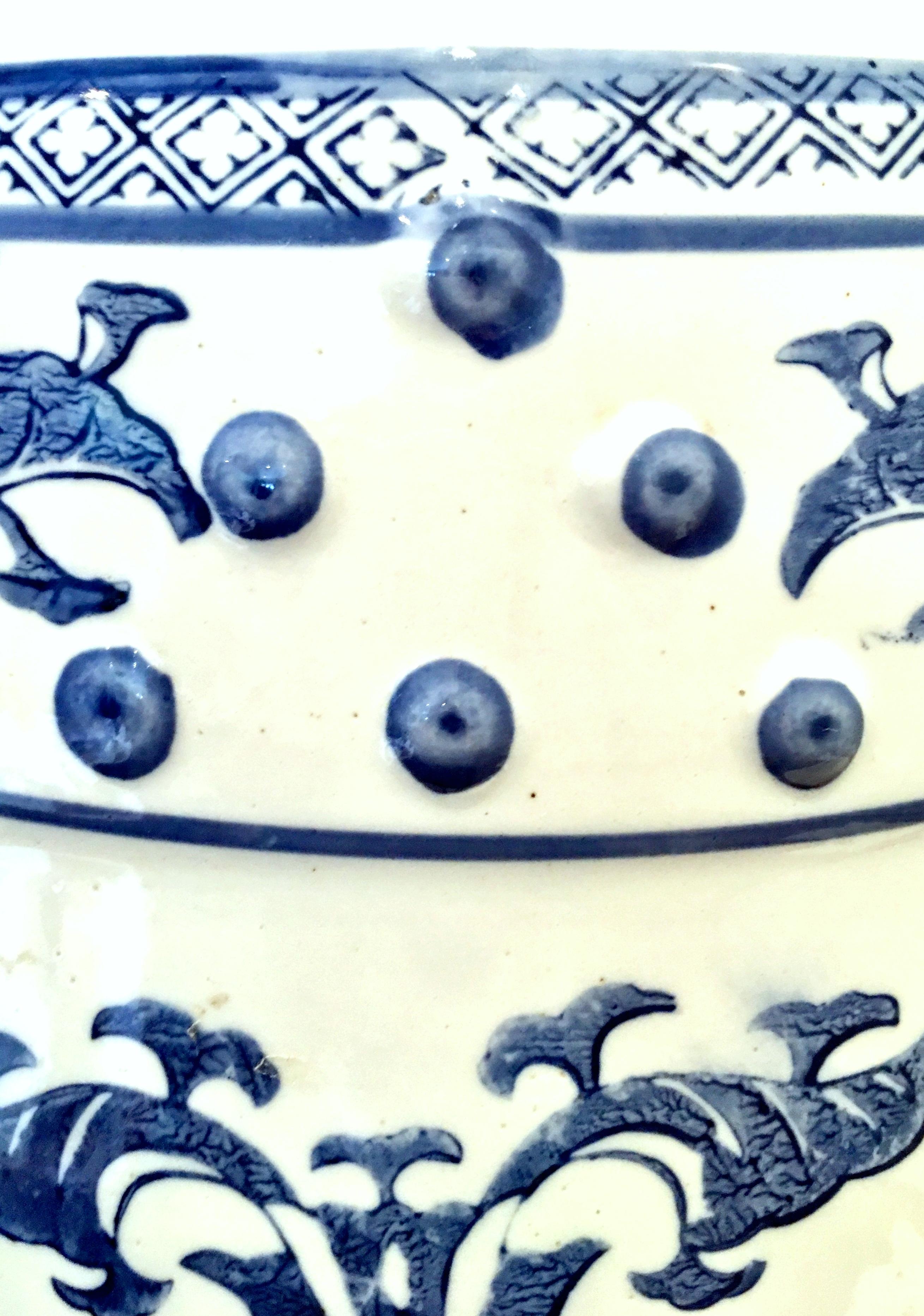 Mid-20th Century Chinese Export Hand-Painted Blue & White Garden Stool 5