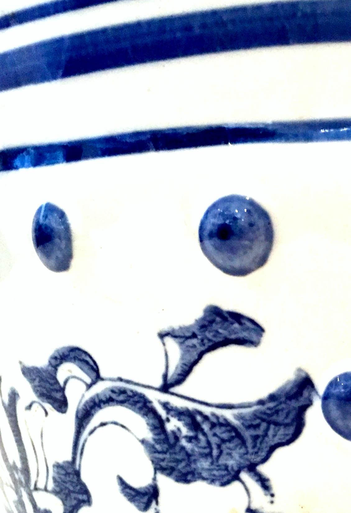 Mid-20th Century Chinese Export Hand-Painted Blue & White Garden Stool 6