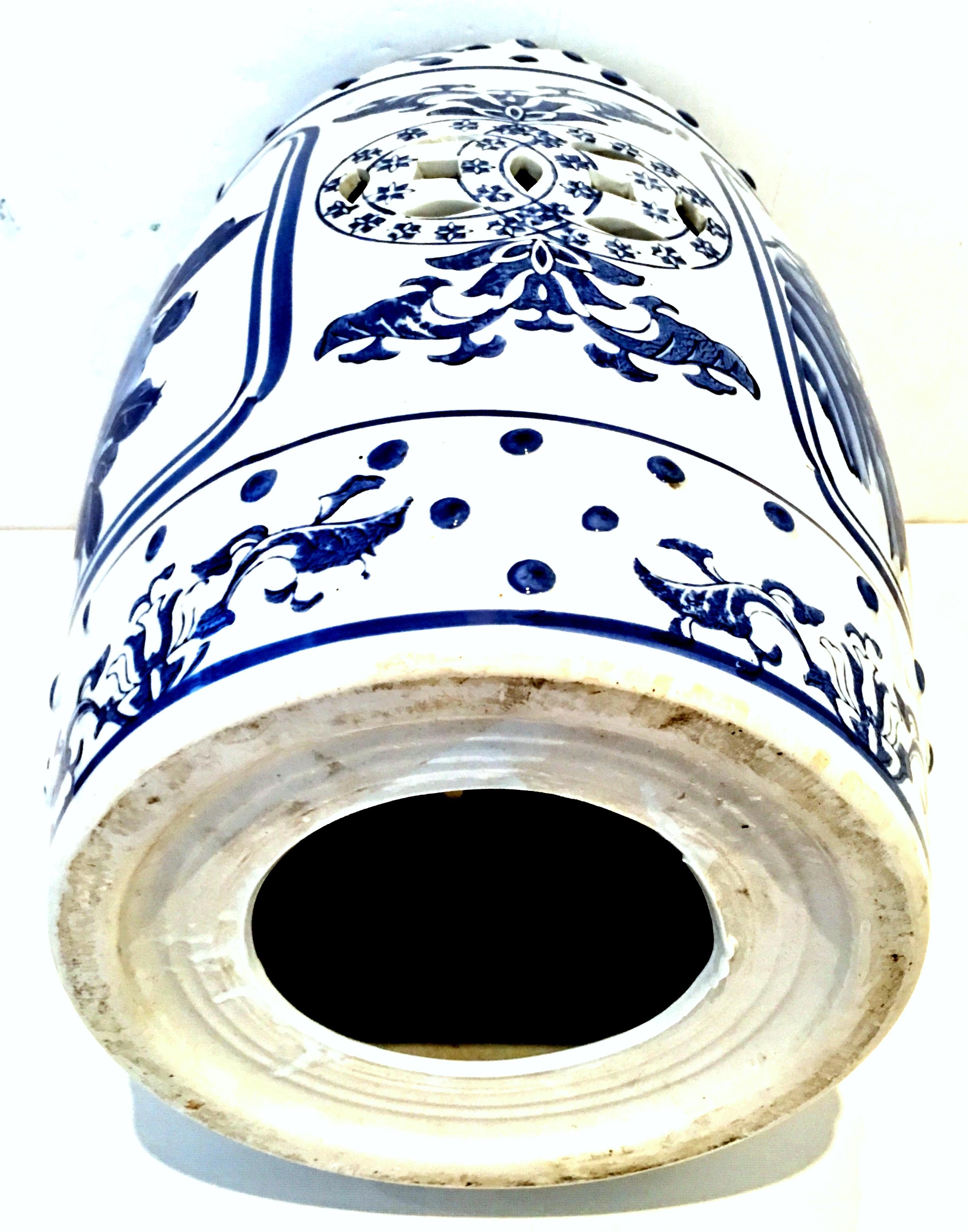Mid-20th Century Chinese Export Hand-Painted Blue & White Garden Stool 7