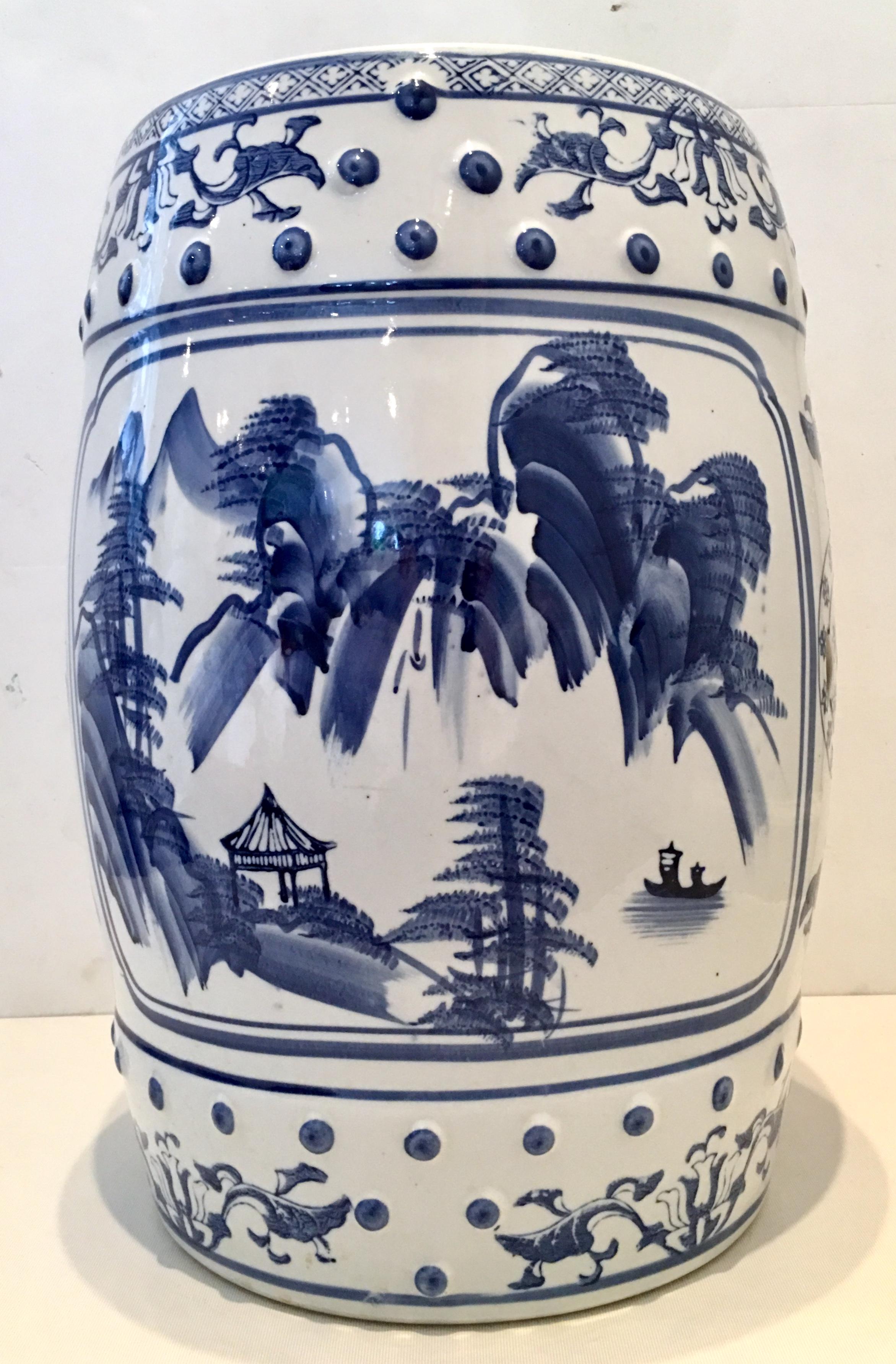 Mid 20th Century Chinese Export Hand Painted Blue And White Garden Mid 20th Century Chinese Export Hand Painted Blue And White Garden Stool For At 1stdibs