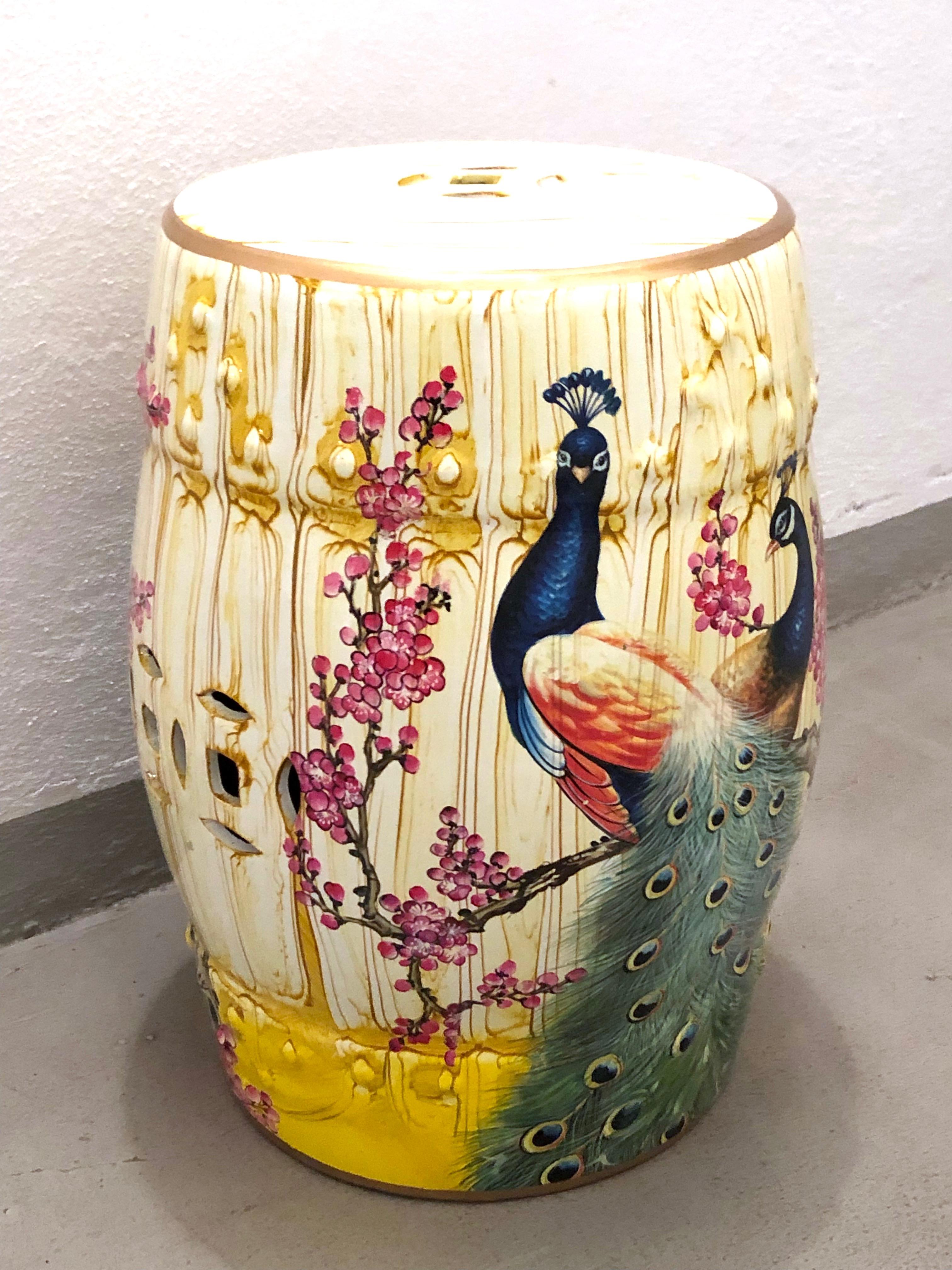 Mid-20th Century Chinese Export Hand-Painted Garden Stool Flower Pot Seat In Good Condition In Nuernberg, DE