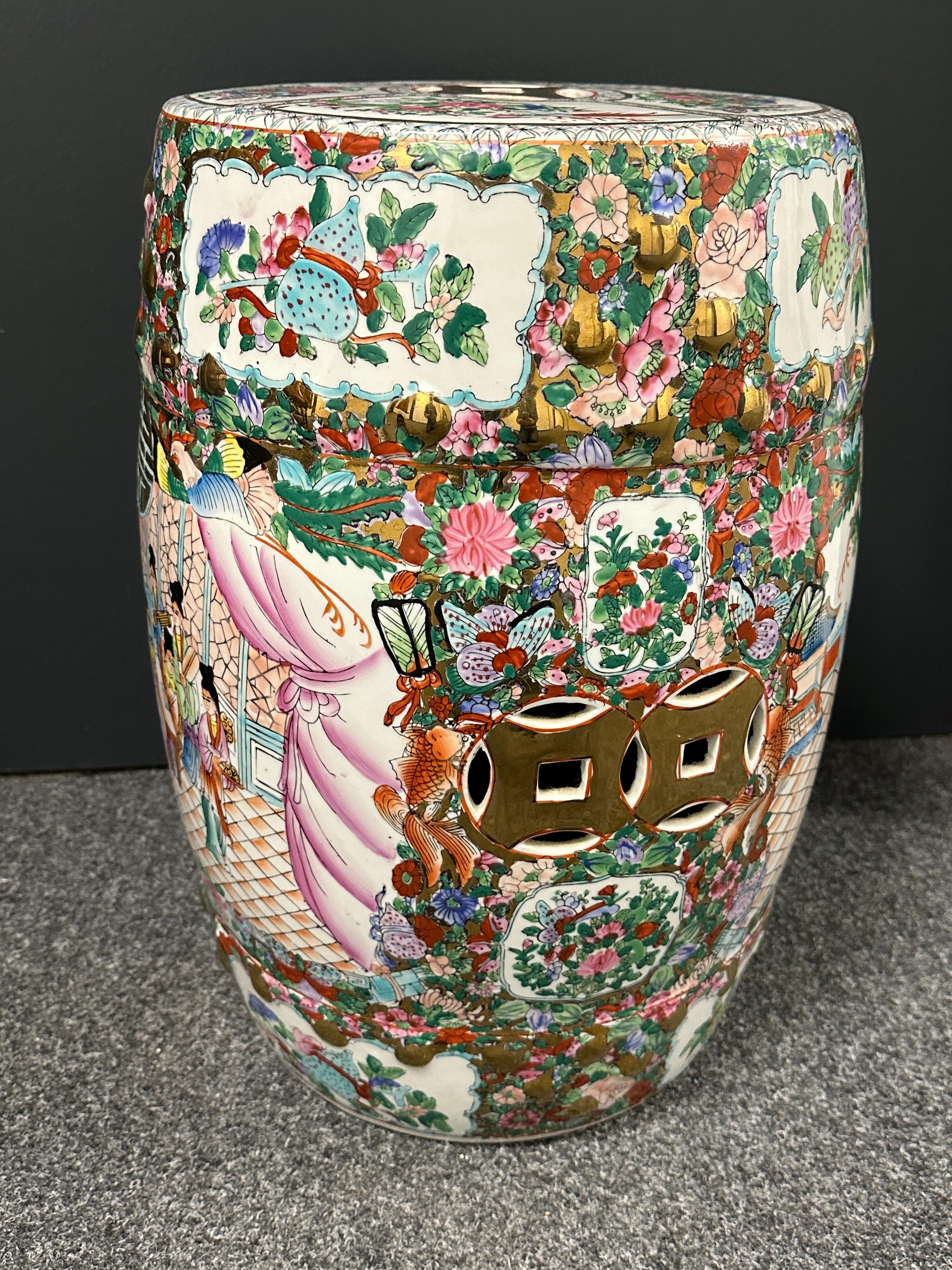 Mid-20th Century Chinese Export Hand-Painted Garden Stool Flower Pot Seat 2