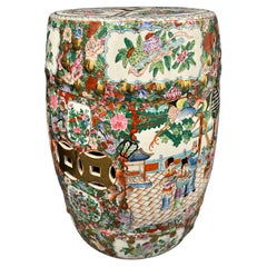 Exportation chinoise du milieu du 20e siècle, tabouret de jardin peint à la main, siège de pot de fleurs