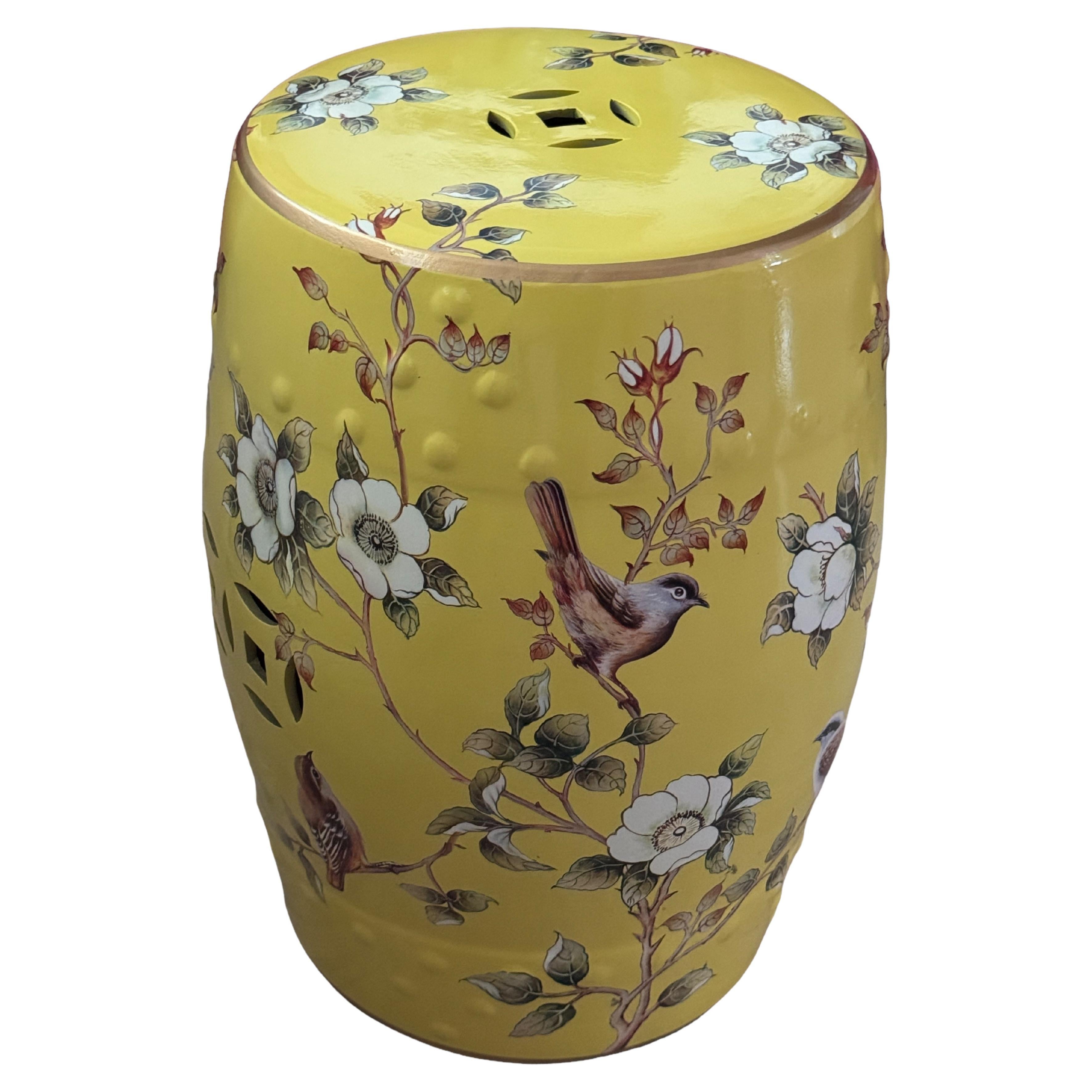 Mid-20th Century Chinese Export Hand-Painted Garden Stool Flower Pot Seat