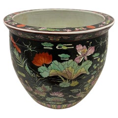 Mid 20th Century Chinese Famille Noire Porcelain Fish Bawl/Planter