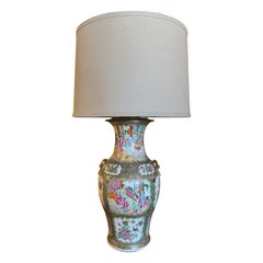 Mid-20th Century Chinese Famille Rose Porcelain Vase Table Lamp