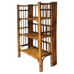 Vintage Mid 20th century Chinese folding bamboo bookcase