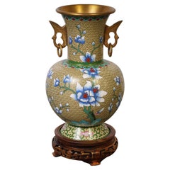 Mid-20th Century Chinese Hand Made Floral Cloisonne Vase