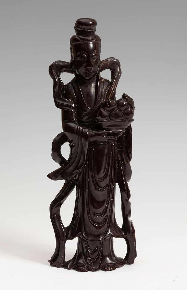 Mid20th Century Chinese HardStone Guanyin Figure Sculpture For Sale at 1stDibs
