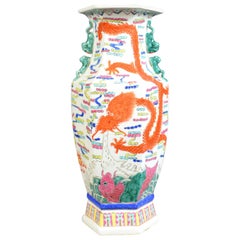 Mid-20th Century, Chinese, Hexagonal, Baluster Vase, Oriental Ceramic Urn