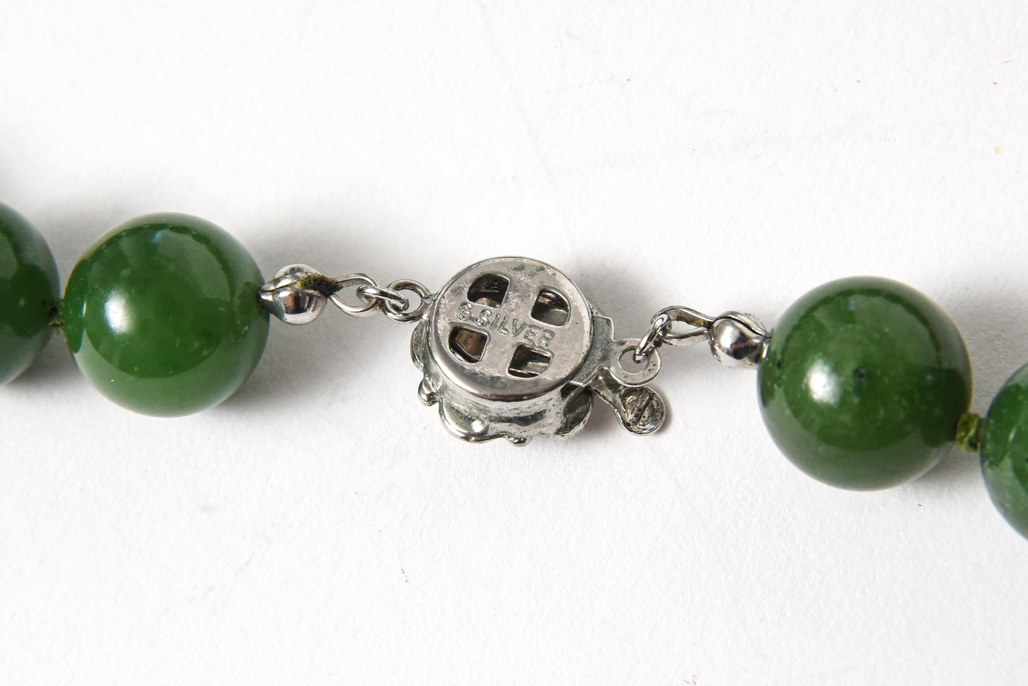 Mid 20th Century Chinese Jade and Carved Coral Bead Necklace With Silver Flower 5