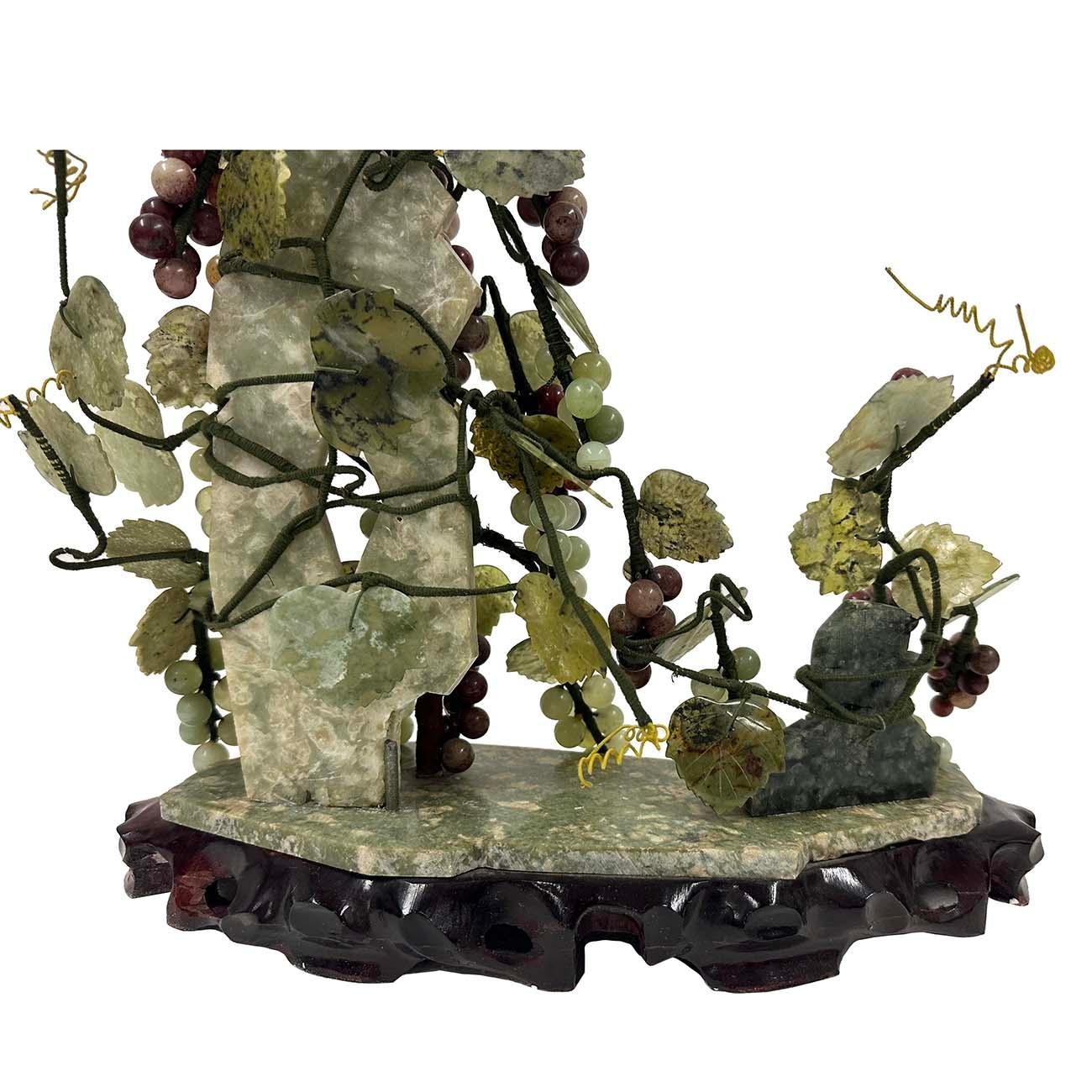 Mid-20th Century Chinese Jade Grape Vine Sculpture For Sale 5